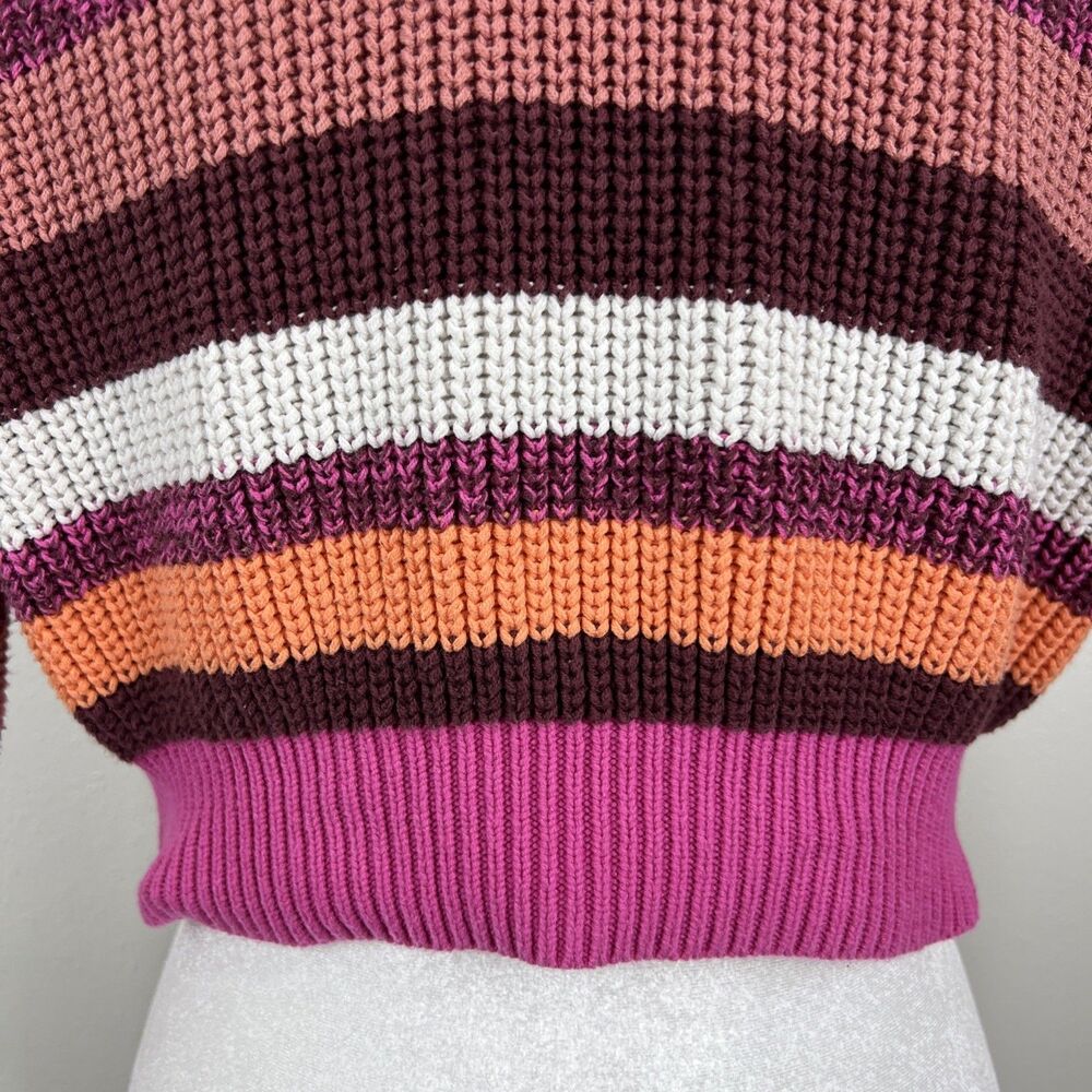 Jessica Simpson Sweater Women Small Pink Orange Striped Button Up Cardigan - Picture 11 of 12